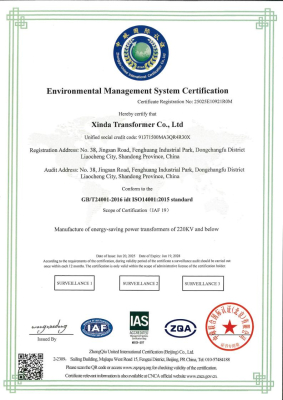 ISO 14001 Environmental Management System Certificate